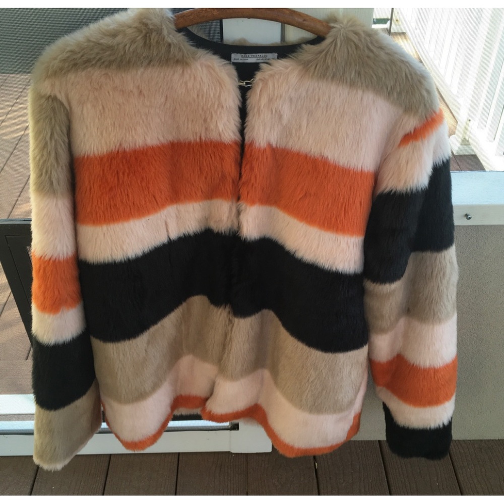 Zara Trafaluc Sz S Faux Fur Colorful coat
